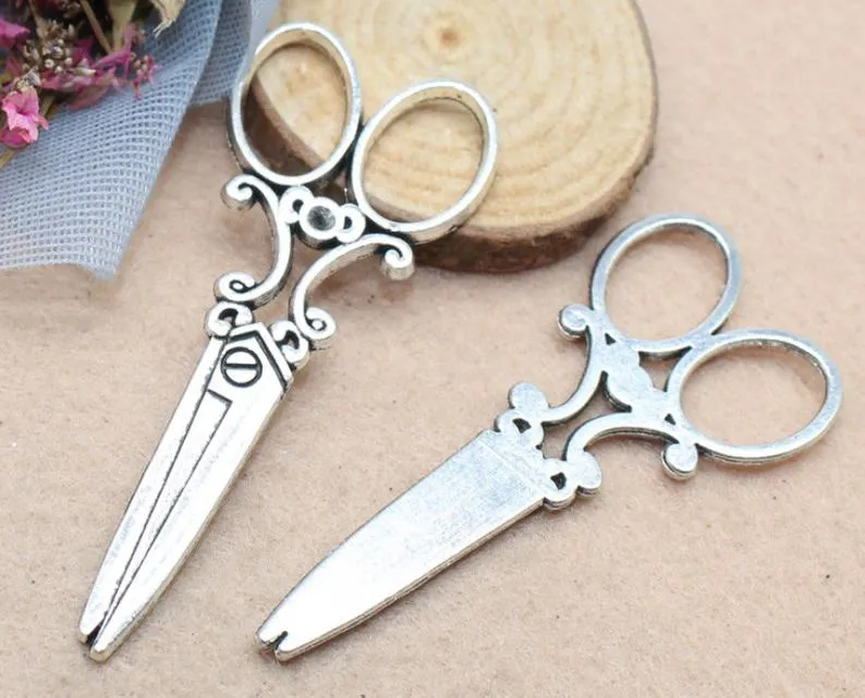 Barber Shop Victorian Scissors Pendants 25x60mm