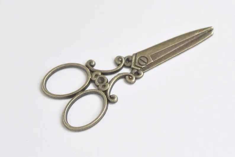 Barber Shop Victorian Scissors Pendants 25x60mm