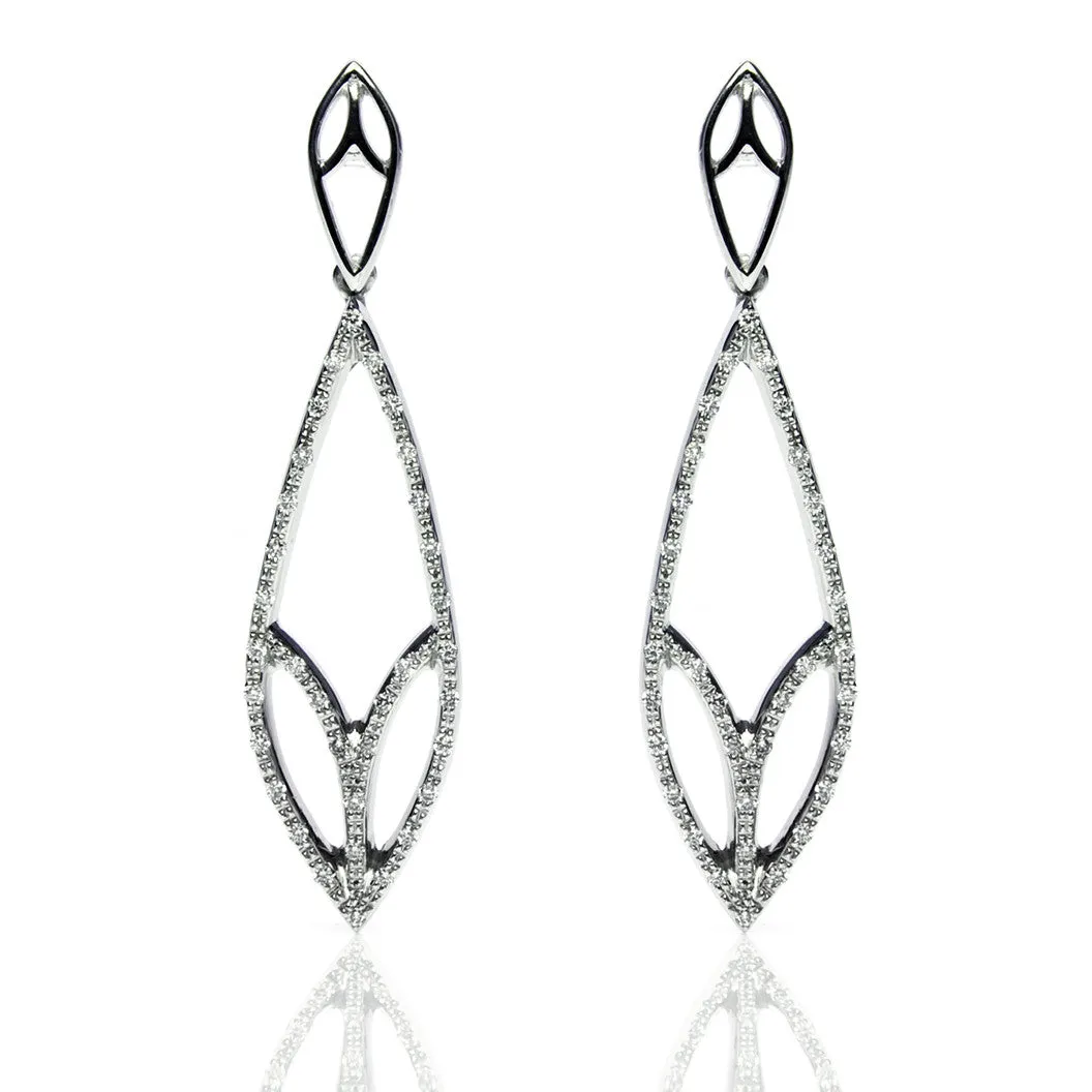 Bespoke Diamond Leaf Drop Earrings