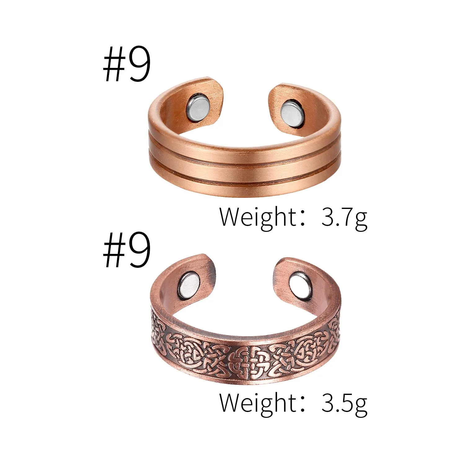 BioMag Magnetic Rings for Women Men, Copper Ring for Fingers Thumb Rings Solid Pure Copper Jewelry Gift (Set of 3) Ring D