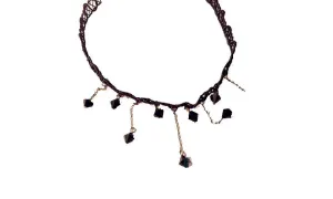 Black Beads Collar Choker Pendant Necklace