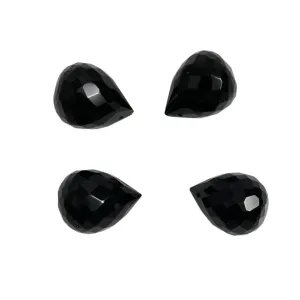 Black Faceted Glass Drops Briolettes 19mm (4)