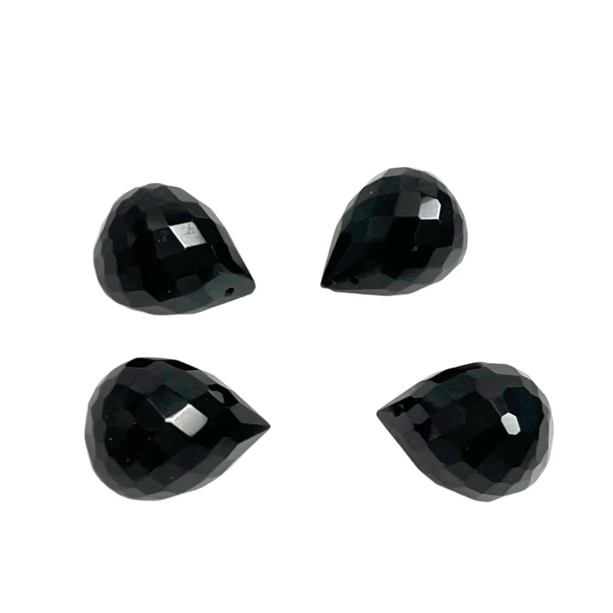 Black Faceted Glass Drops Briolettes 19mm (4)