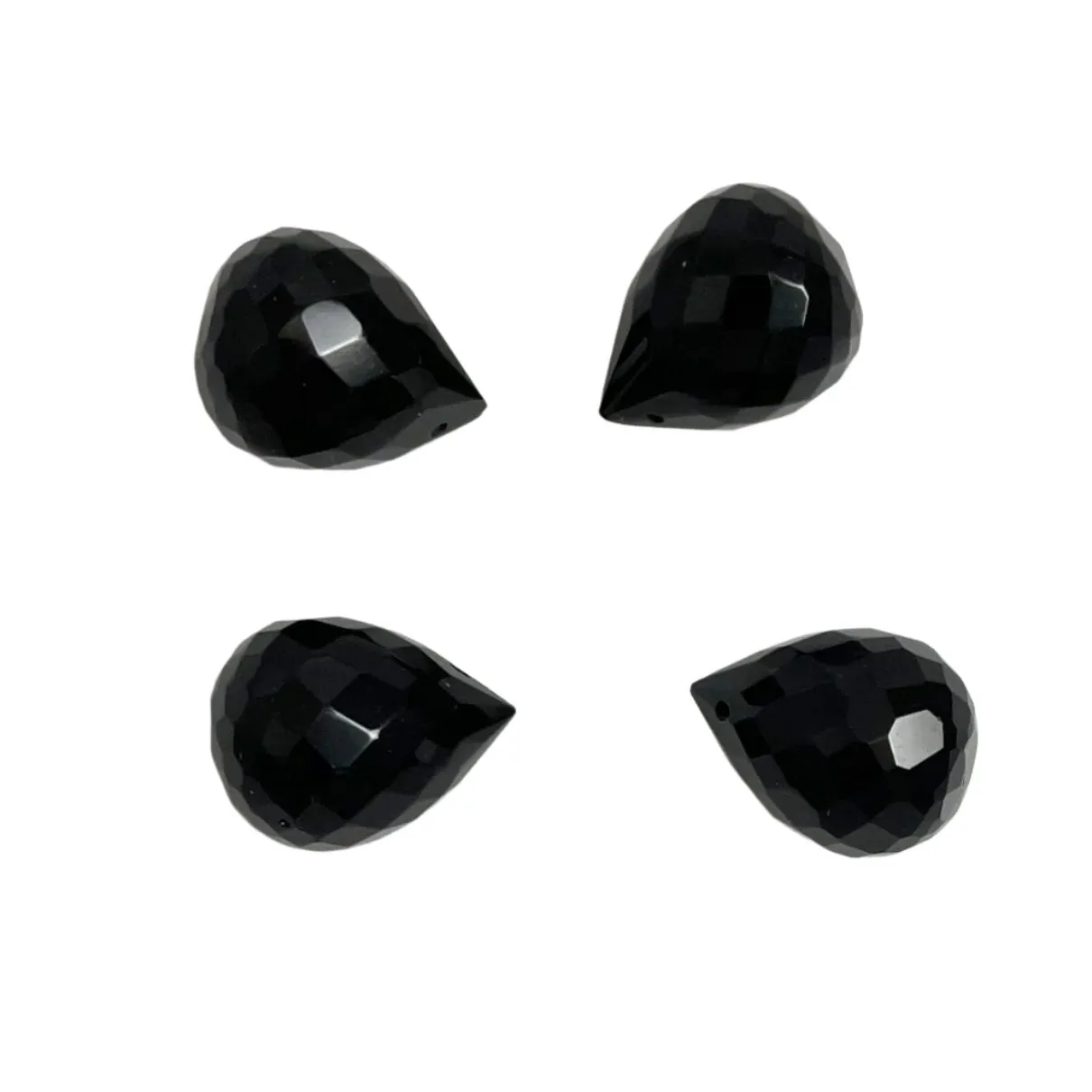 Black Faceted Glass Drops Briolettes 19mm (4)