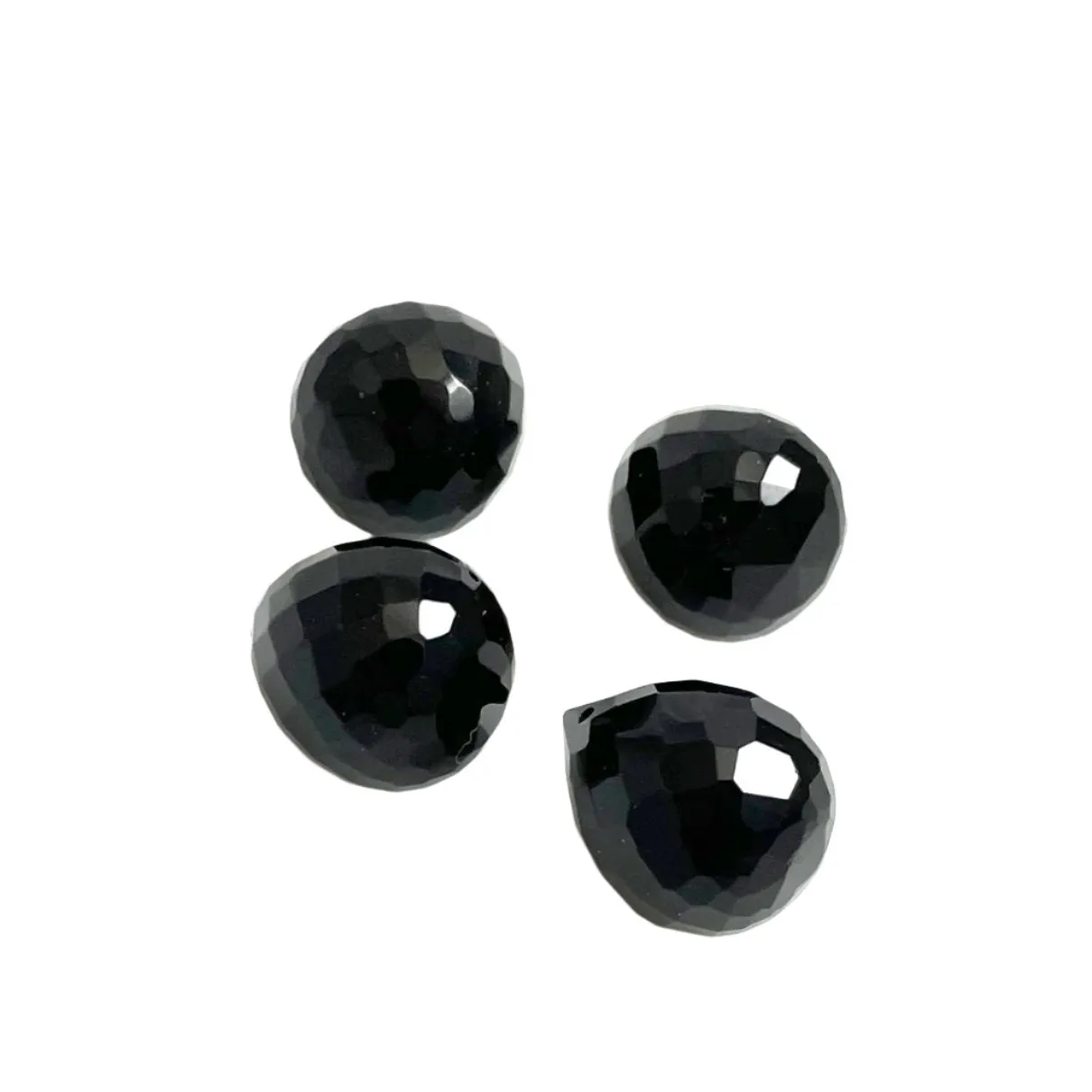Black Faceted Glass Drops Briolettes 19mm (4)