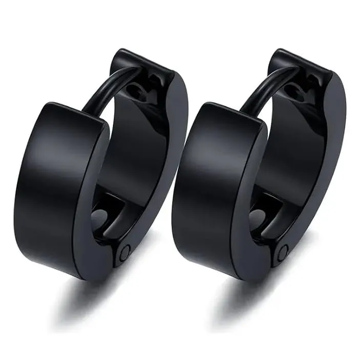Black Hoop Earrings for Men