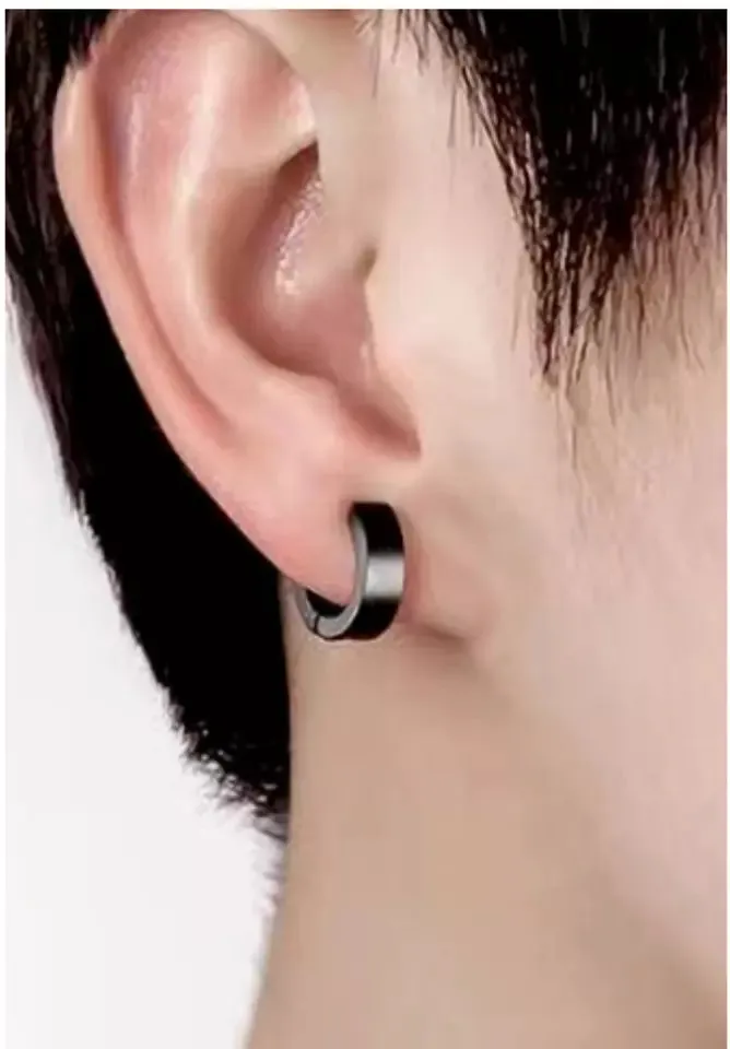 Black Hoop Earrings for Men