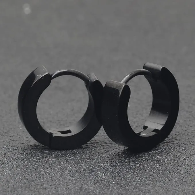 Black Hoop Earrings for Men