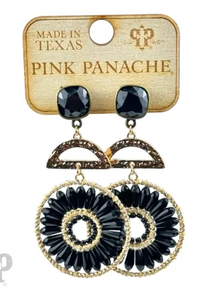 Black Modern Circle Earrings