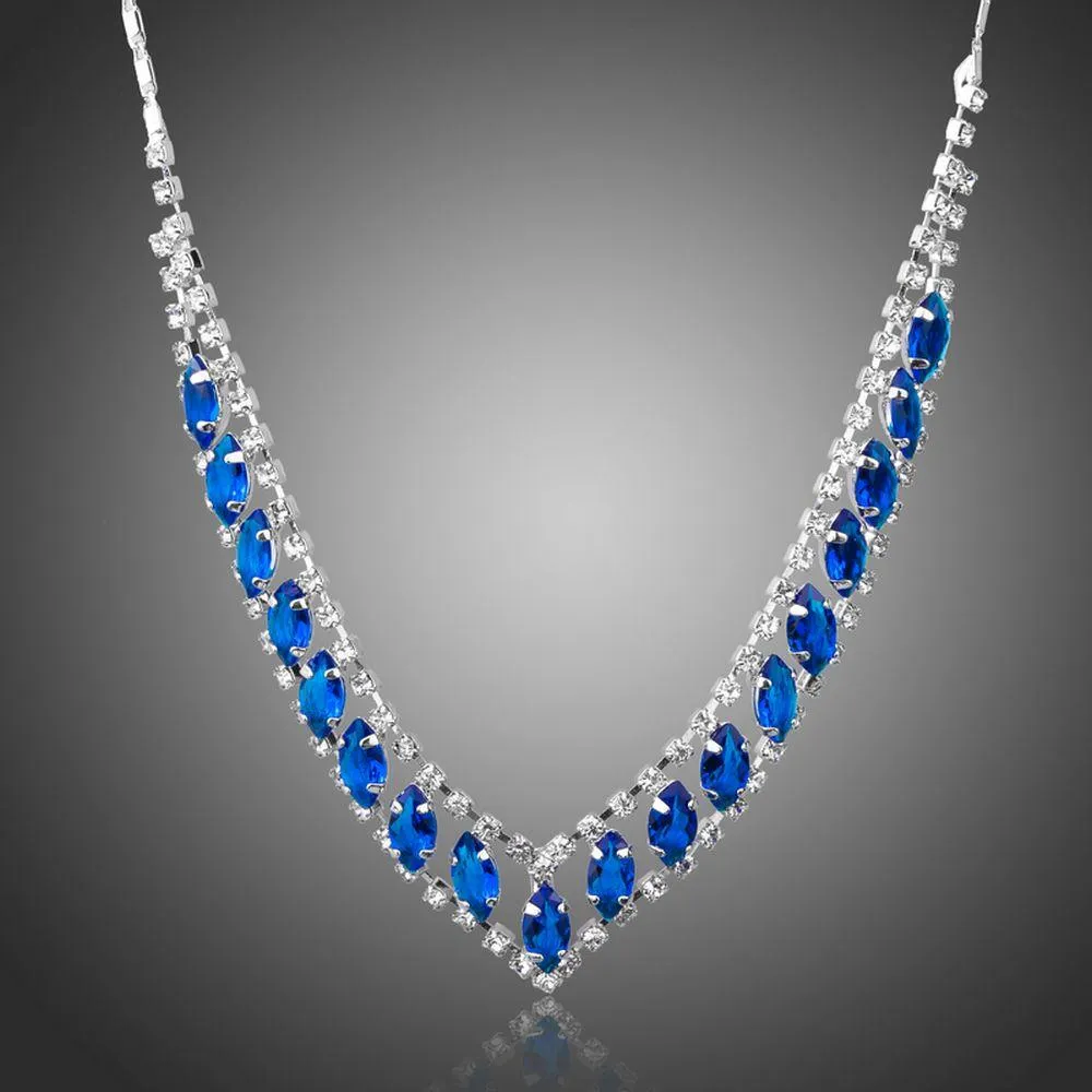 Blue Marquise Cubic Zirconia Pendant Necklace KPN0225