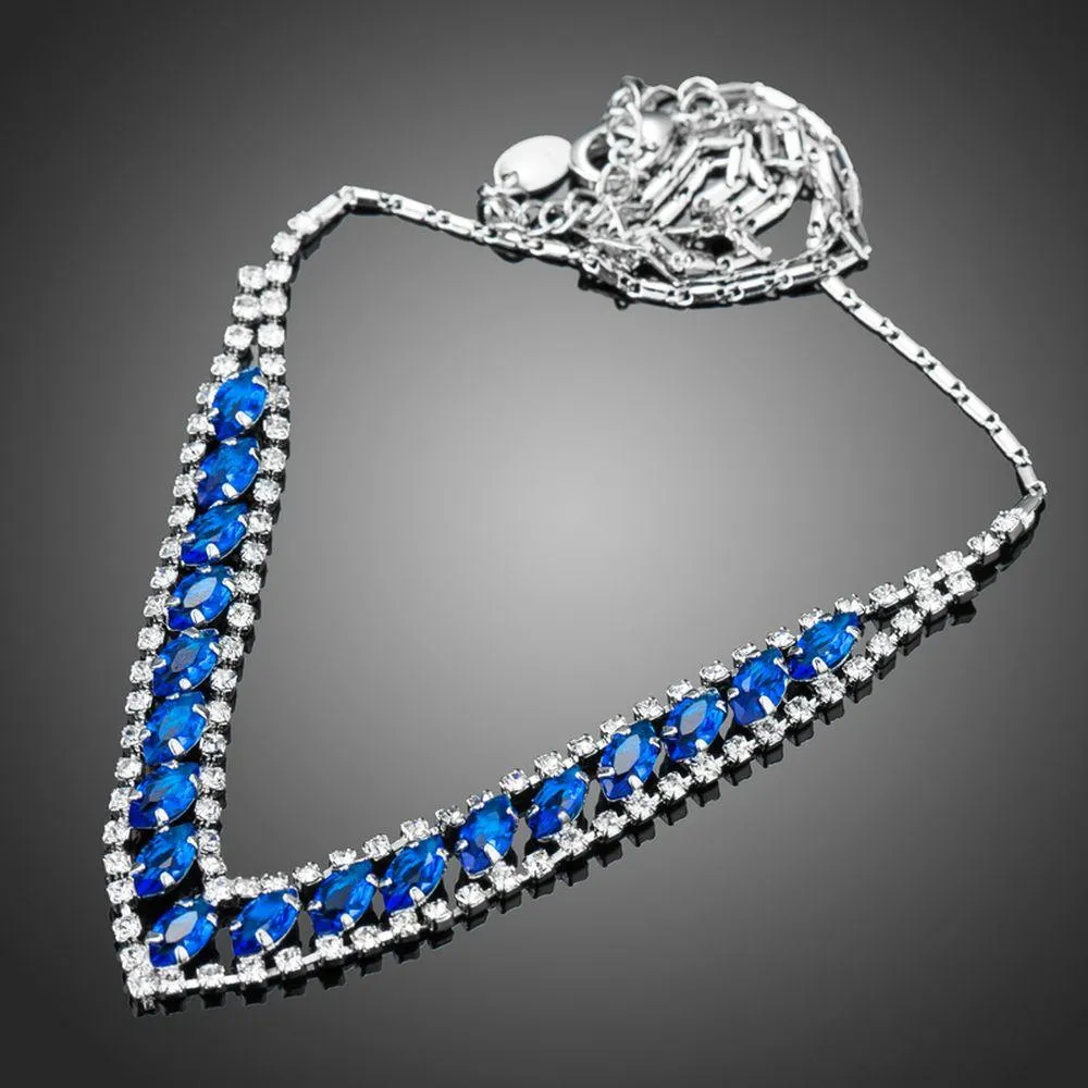 Blue Marquise Cubic Zirconia Pendant Necklace KPN0225