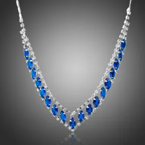 Blue Marquise Cubic Zirconia Pendant Necklace KPN0225