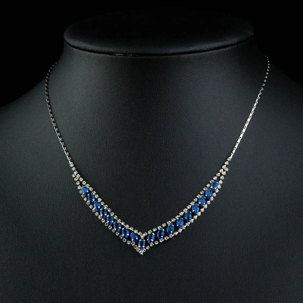 Blue Marquise Cubic Zirconia Pendant Necklace KPN0225