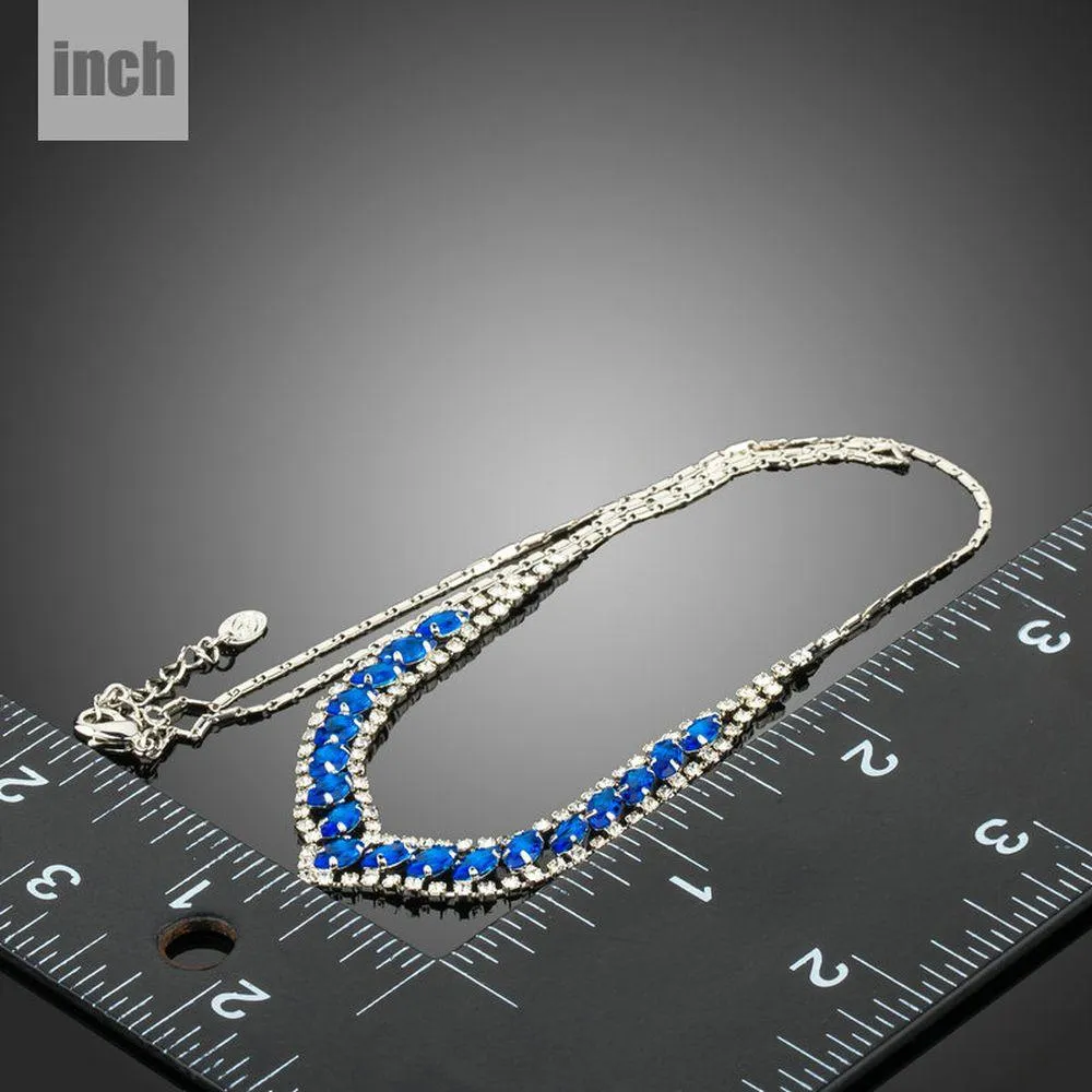 Blue Marquise Cubic Zirconia Pendant Necklace KPN0225