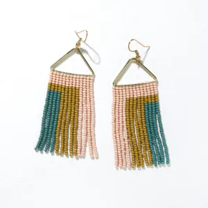 Blush Citron Teal Rectangle Earrings