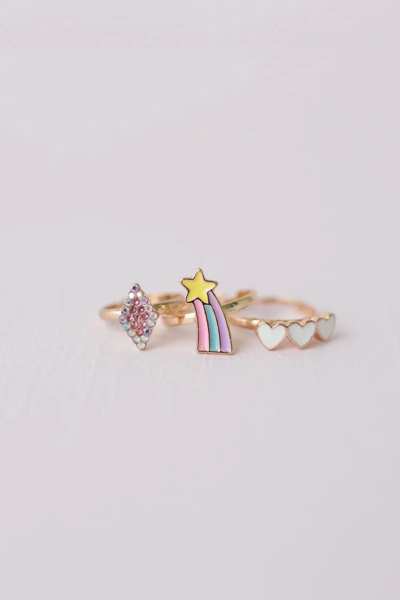 BOUTIQUE HEART STAR RINGS 3PCS