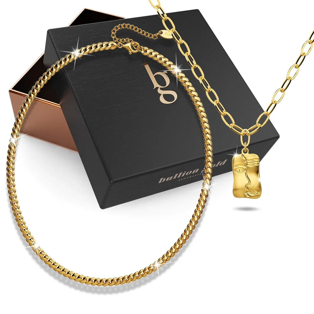 Boxed Awe in Gold 2 Pc Necklace Set