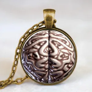 Brain PSI Symbol Psychology Cabochon Pendant Necklace