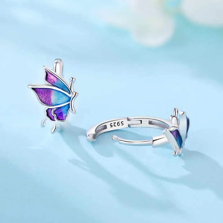 Butterfly Earrings Sterling Silver-أقراط الفراشة من الفضة