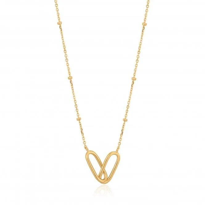 Chain Reaction Shiny Gold Beaded Chain Link Necklace N021-01G