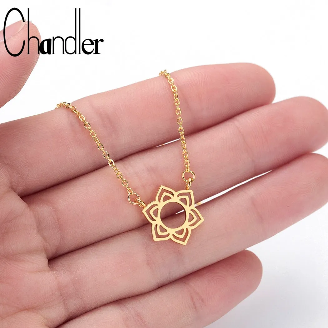 Chandler 316L Stainless Steel Lotus Necklace Flower GOOD KARMA Buddha