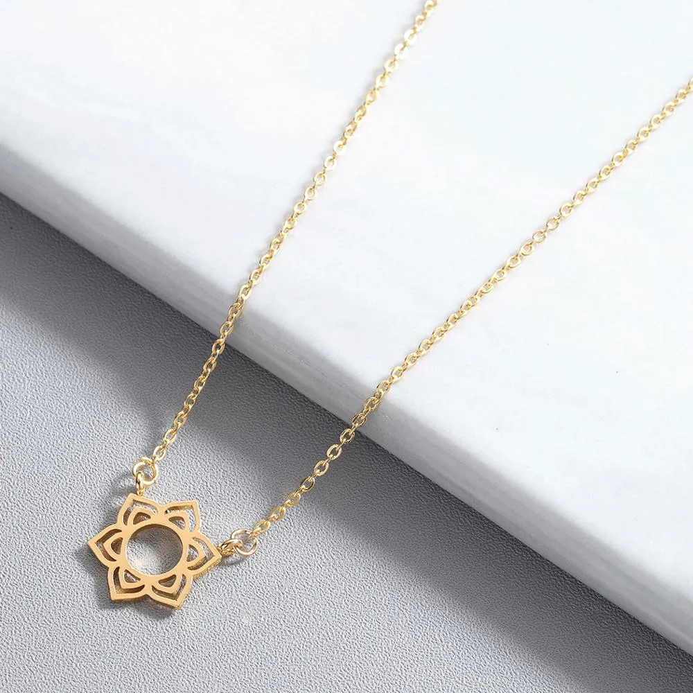 Chandler 316L Stainless Steel Lotus Necklace Flower GOOD KARMA Buddha