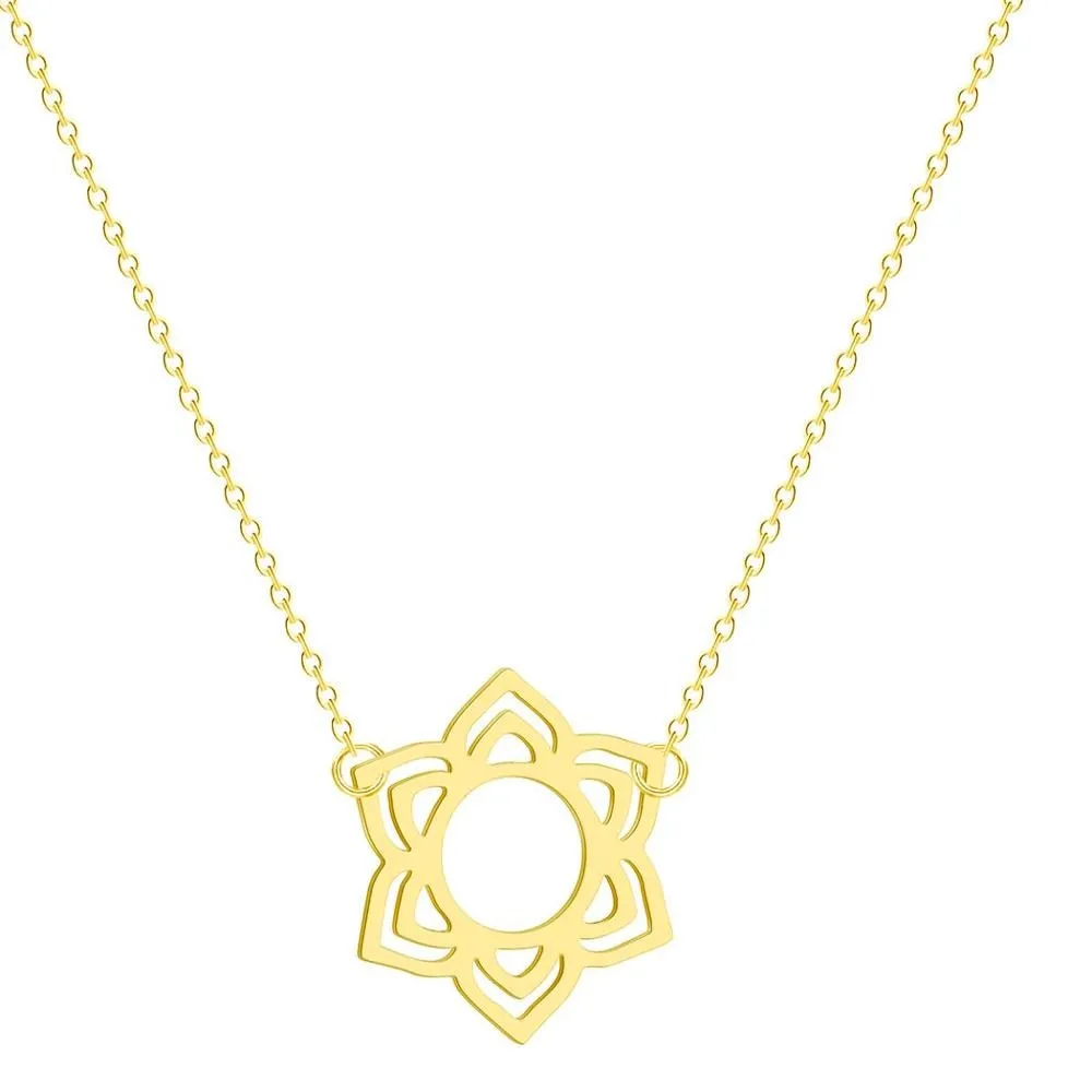 Chandler 316L Stainless Steel Lotus Necklace Flower GOOD KARMA Buddha