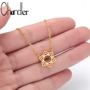 Chandler 316L Stainless Steel Lotus Necklace Flower GOOD KARMA Buddha