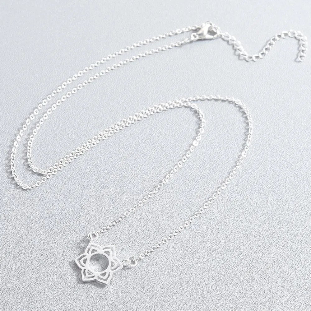 Chandler 316L Stainless Steel Lotus Necklace Flower GOOD KARMA Buddha