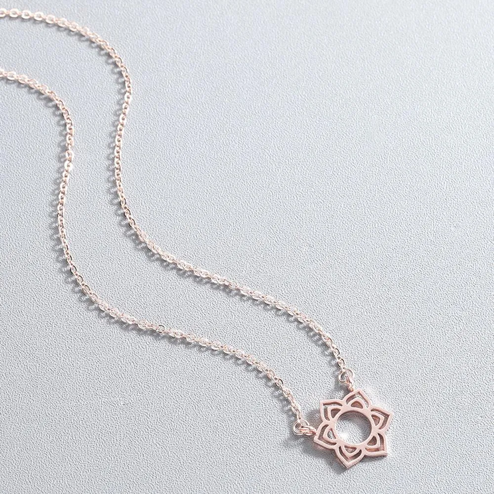 Chandler 316L Stainless Steel Lotus Necklace Flower GOOD KARMA Buddha