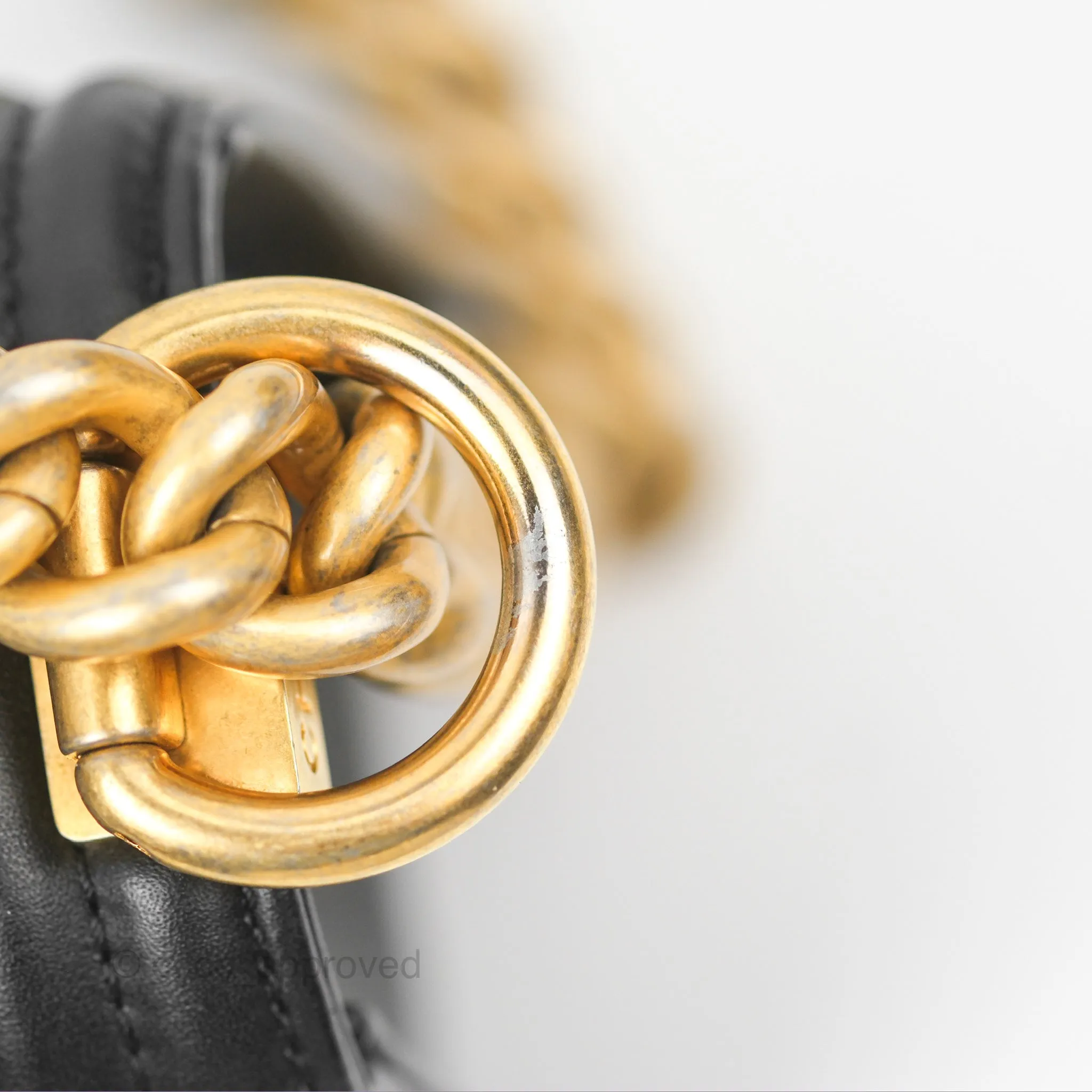 Chanel Small Boy Quilted Black Calfskin Aged Gold Hardware
