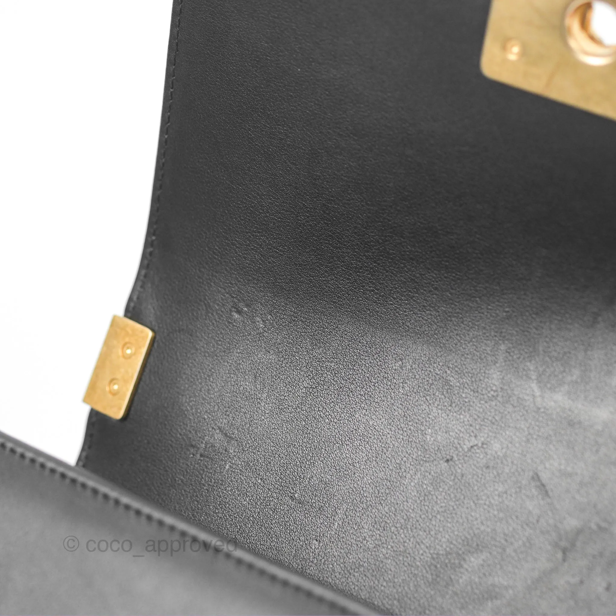 Chanel Small Boy Quilted Black Calfskin Aged Gold Hardware