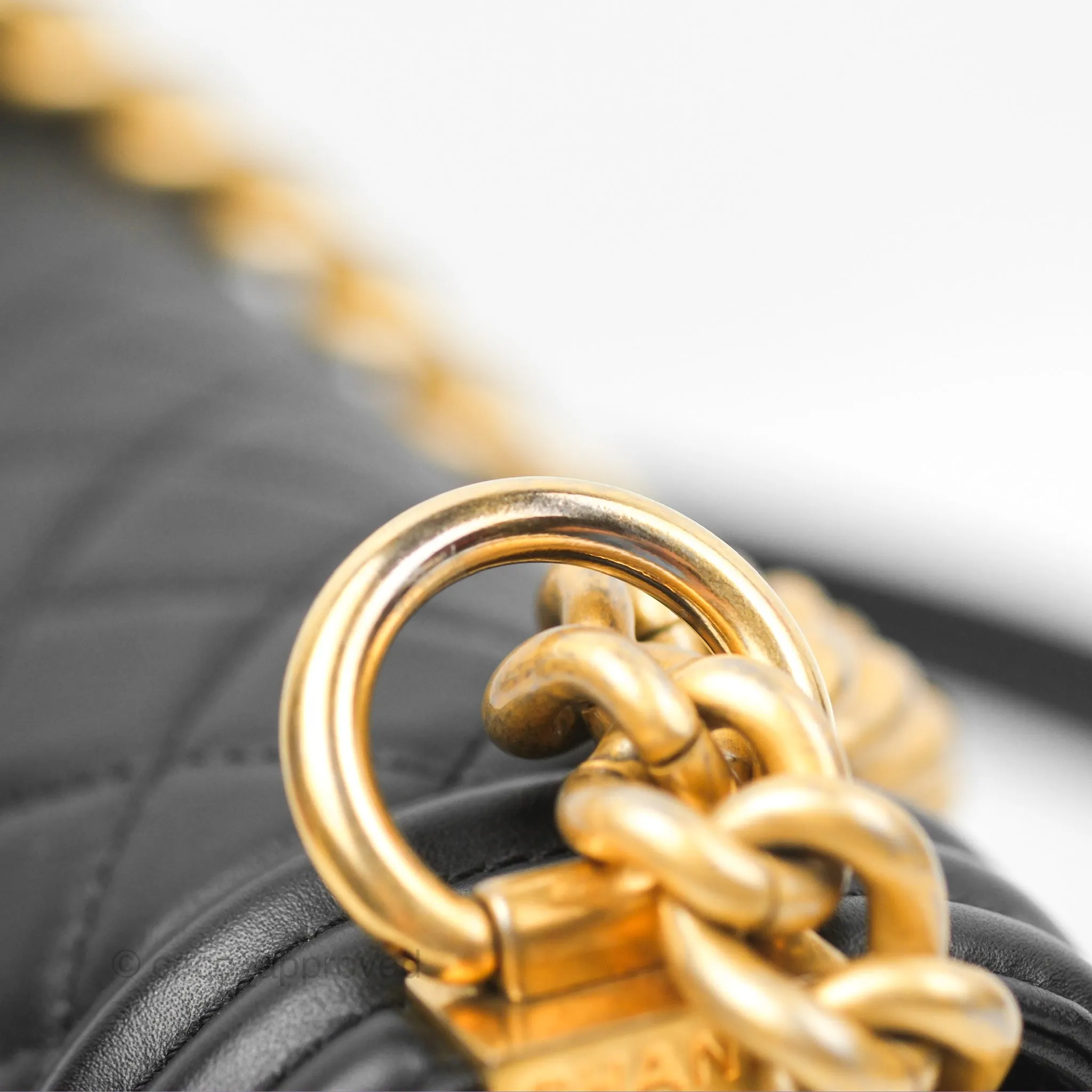 Chanel Small Boy Quilted Black Calfskin Aged Gold Hardware