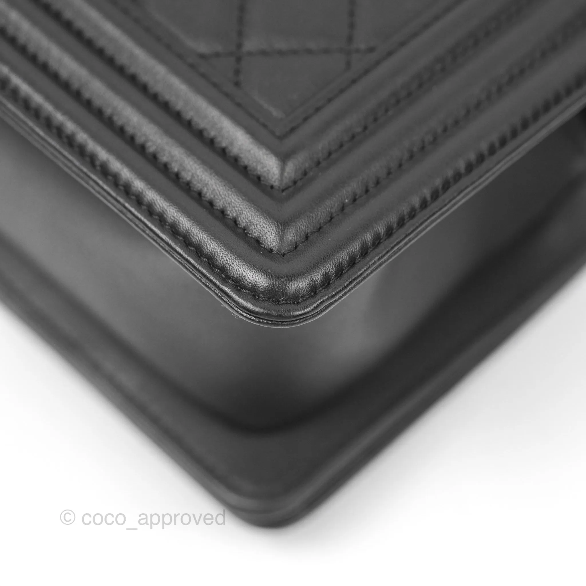 Chanel Small Boy Quilted Black Calfskin Aged Gold Hardware