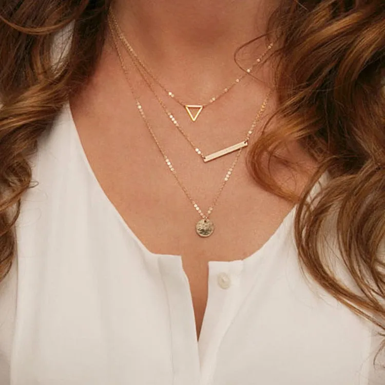 Charm Brand Gold/silver Plated multi-layer Bar Necklace Collar Chain Choker Necklace & Pendant Statement Jewelry Women C134