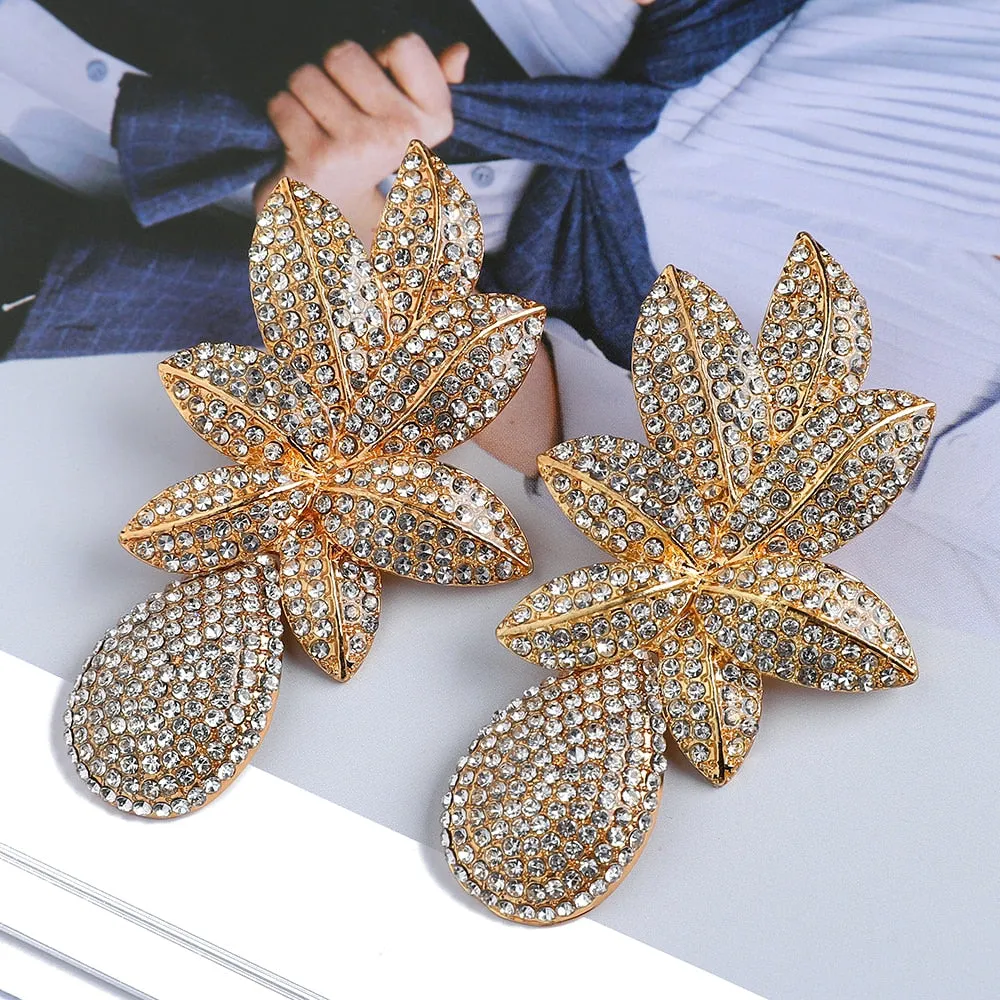 Charm Joyas Metal Leaf Pendants Earrings For Women