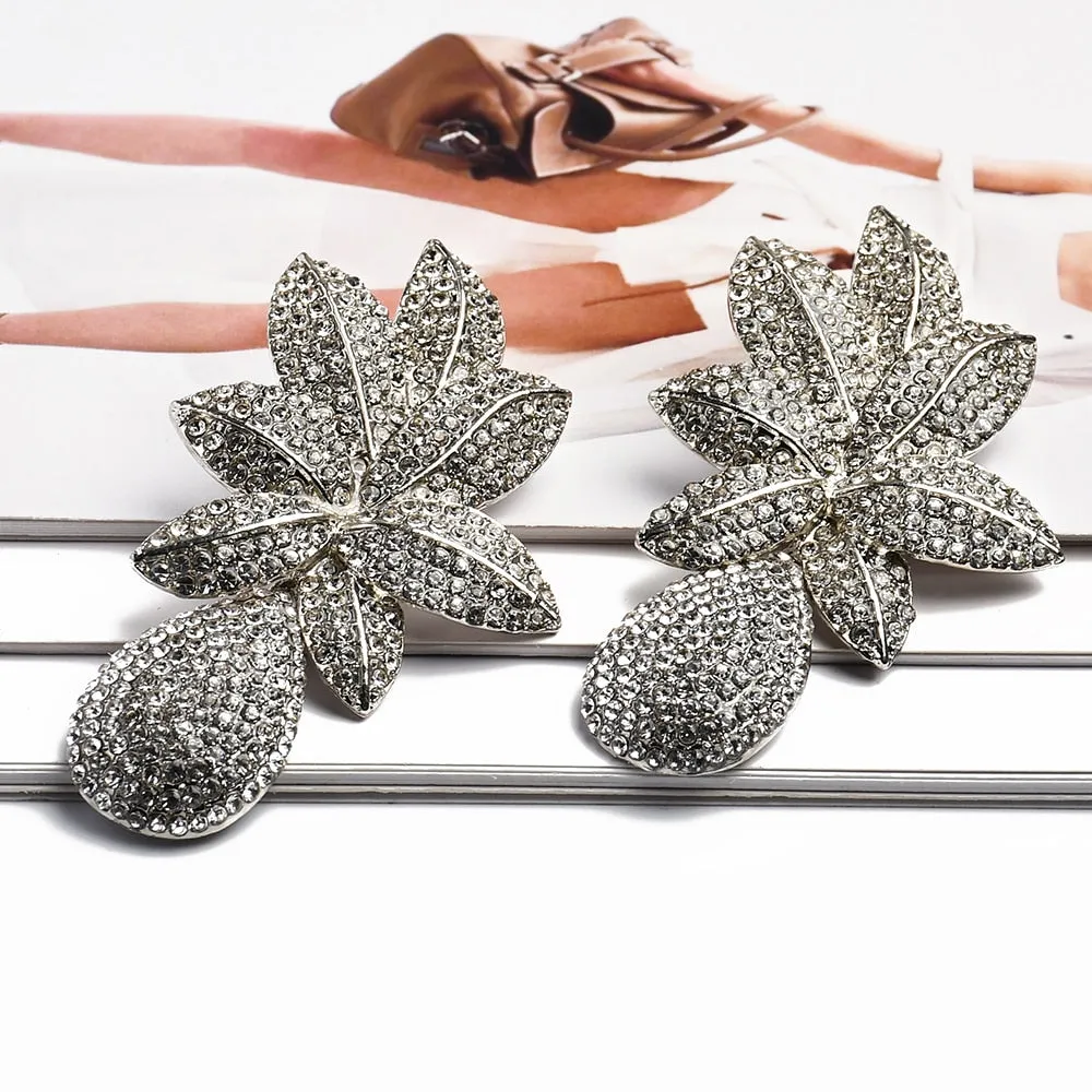 Charm Joyas Metal Leaf Pendants Earrings For Women