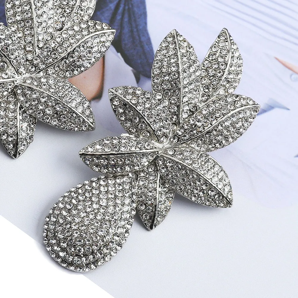 Charm Joyas Metal Leaf Pendants Earrings For Women