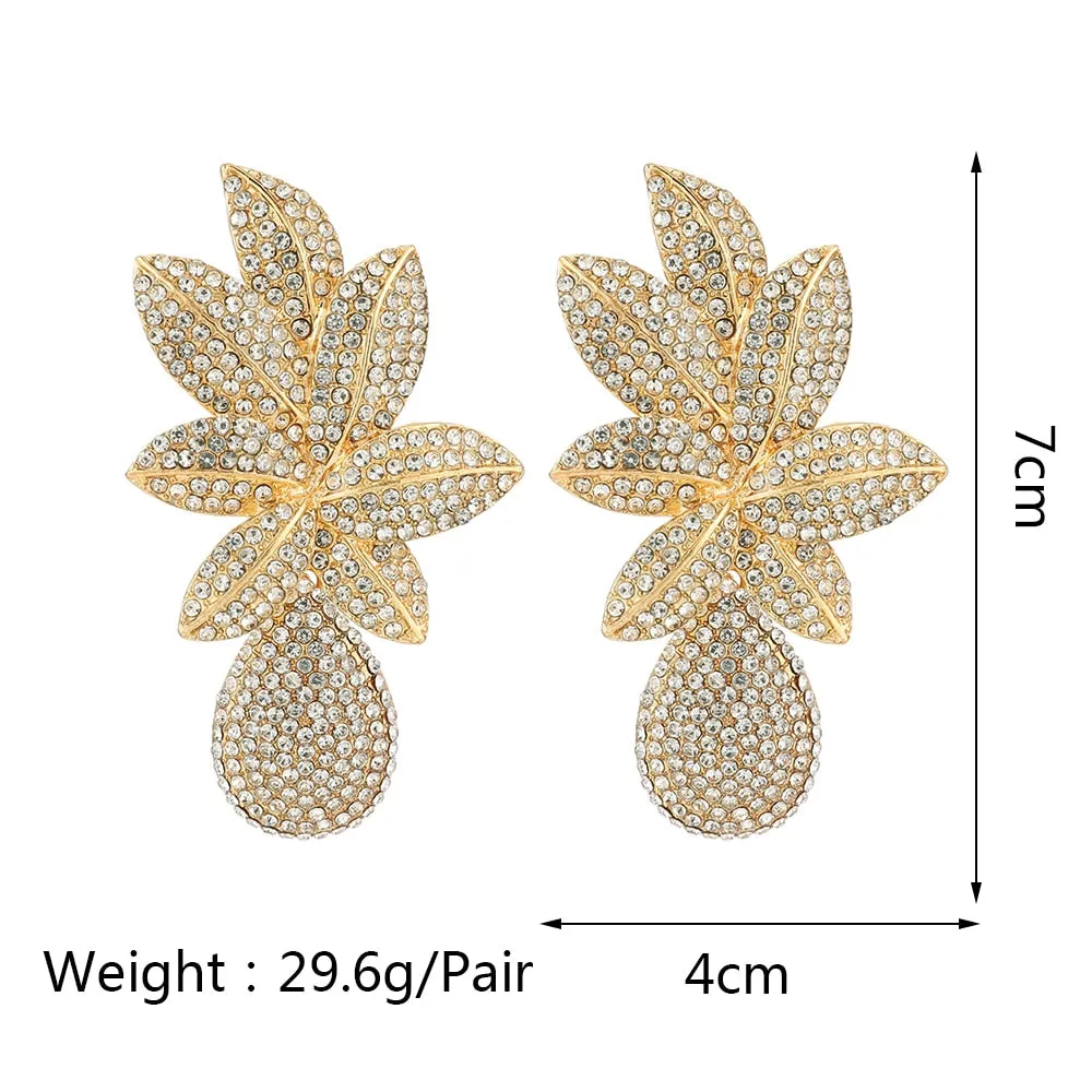 Charm Joyas Metal Leaf Pendants Earrings For Women