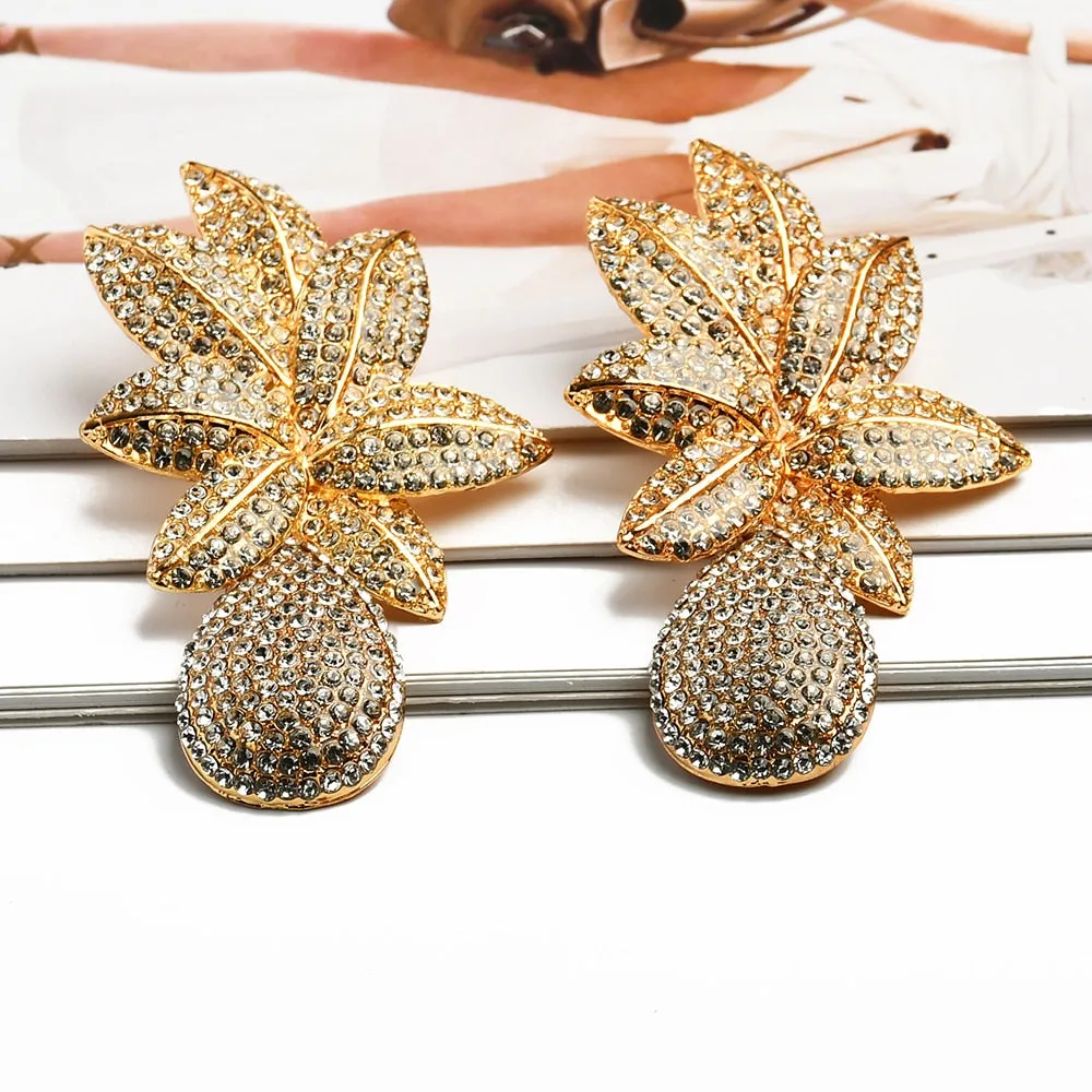 Charm Joyas Metal Leaf Pendants Earrings For Women