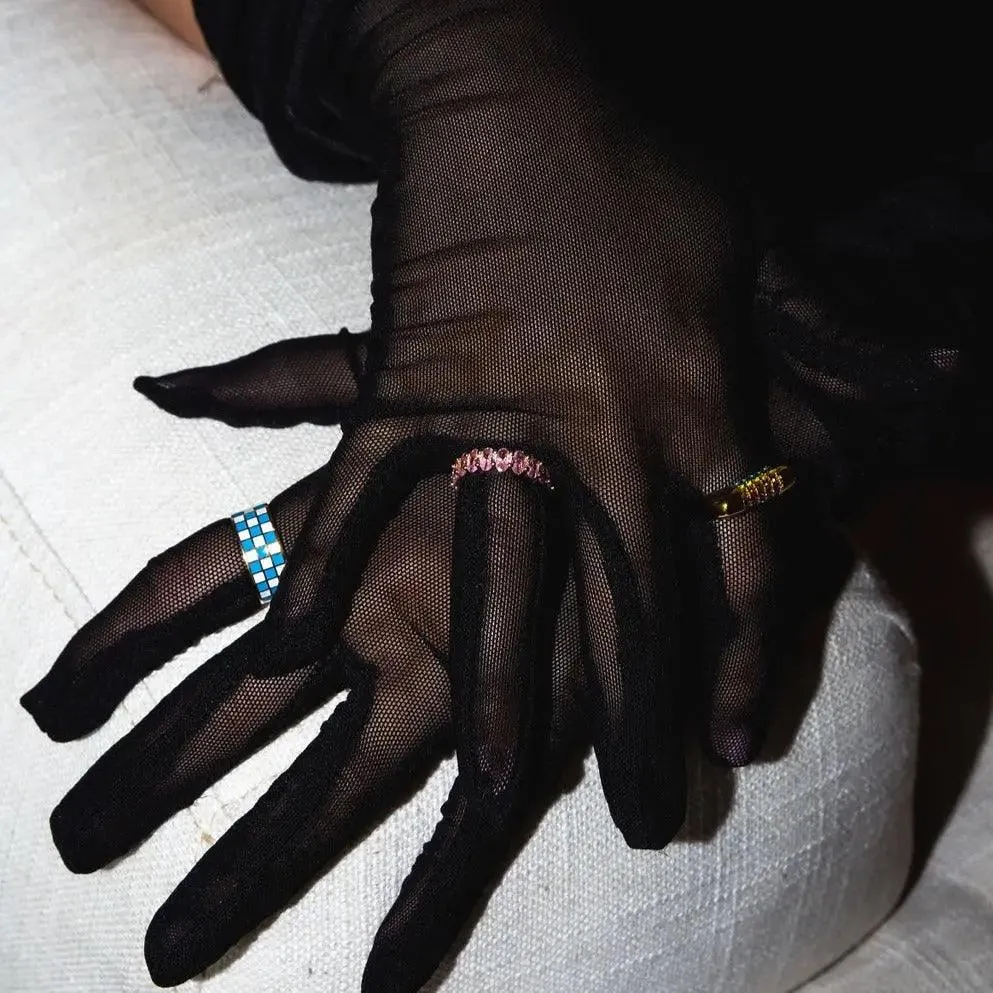 Checkered Ring- Blue/White