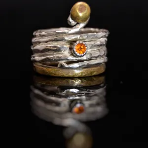 Citrine Silver and Brass Ring