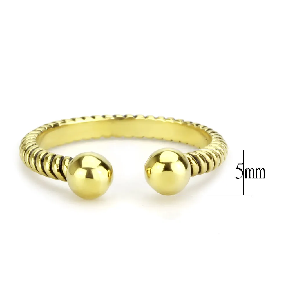 CJ3719 Wholesale Women's Stainless Steel IP Gold Ribbed Minimal Cuff Ring