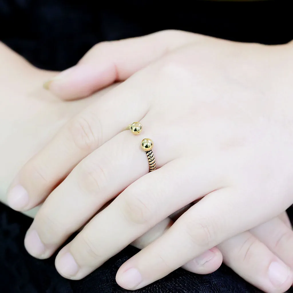 CJ3719 Wholesale Women's Stainless Steel IP Gold Ribbed Minimal Cuff Ring