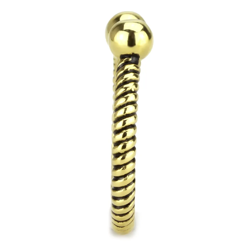 CJ3719 Wholesale Women's Stainless Steel IP Gold Ribbed Minimal Cuff Ring