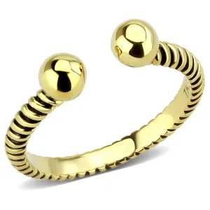 CJ3719 Wholesale Women's Stainless Steel IP Gold Ribbed Minimal Cuff Ring