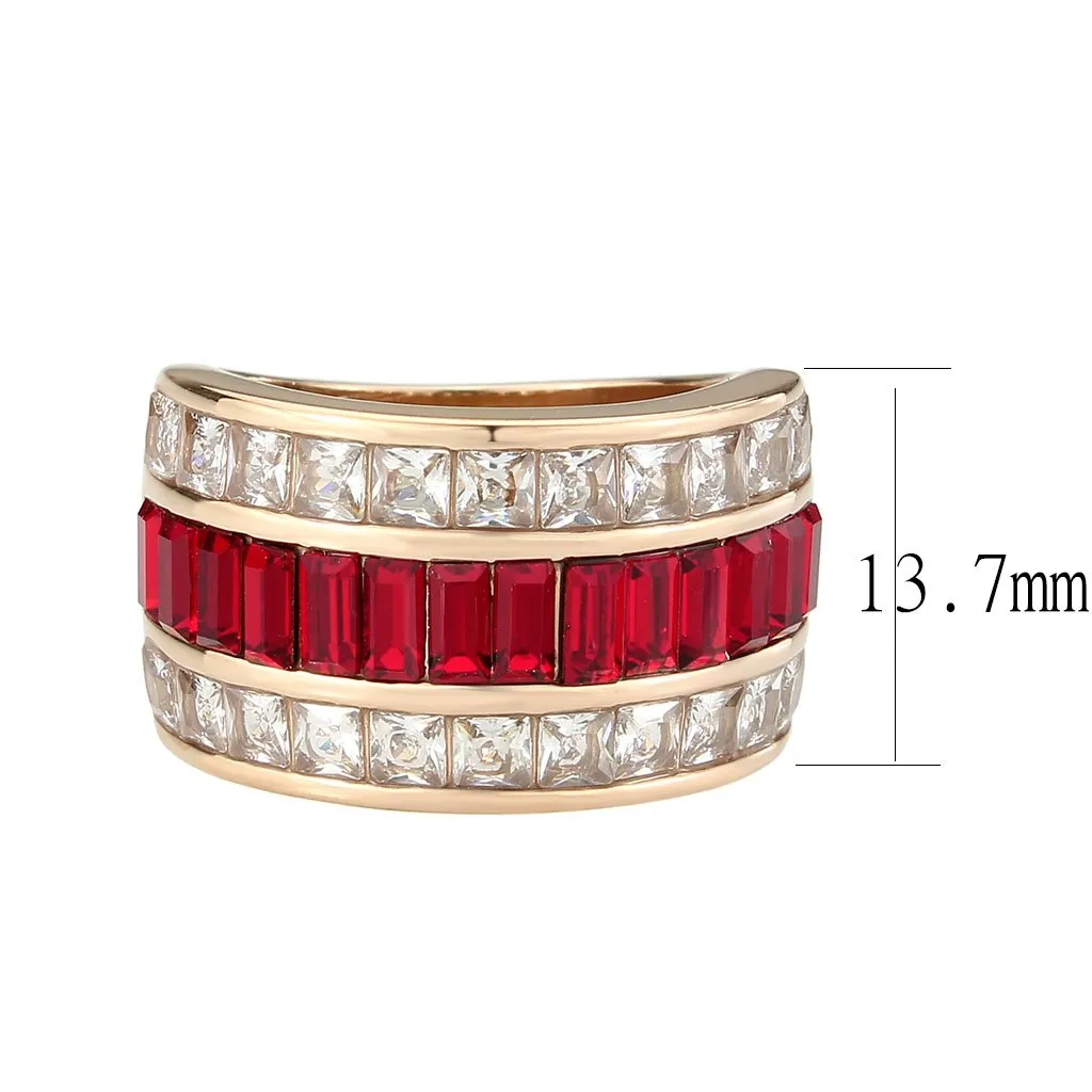CJ3823 Wholesale Women's Stainless Steel IP Rose Gold Red Top Grade Crystal Ring