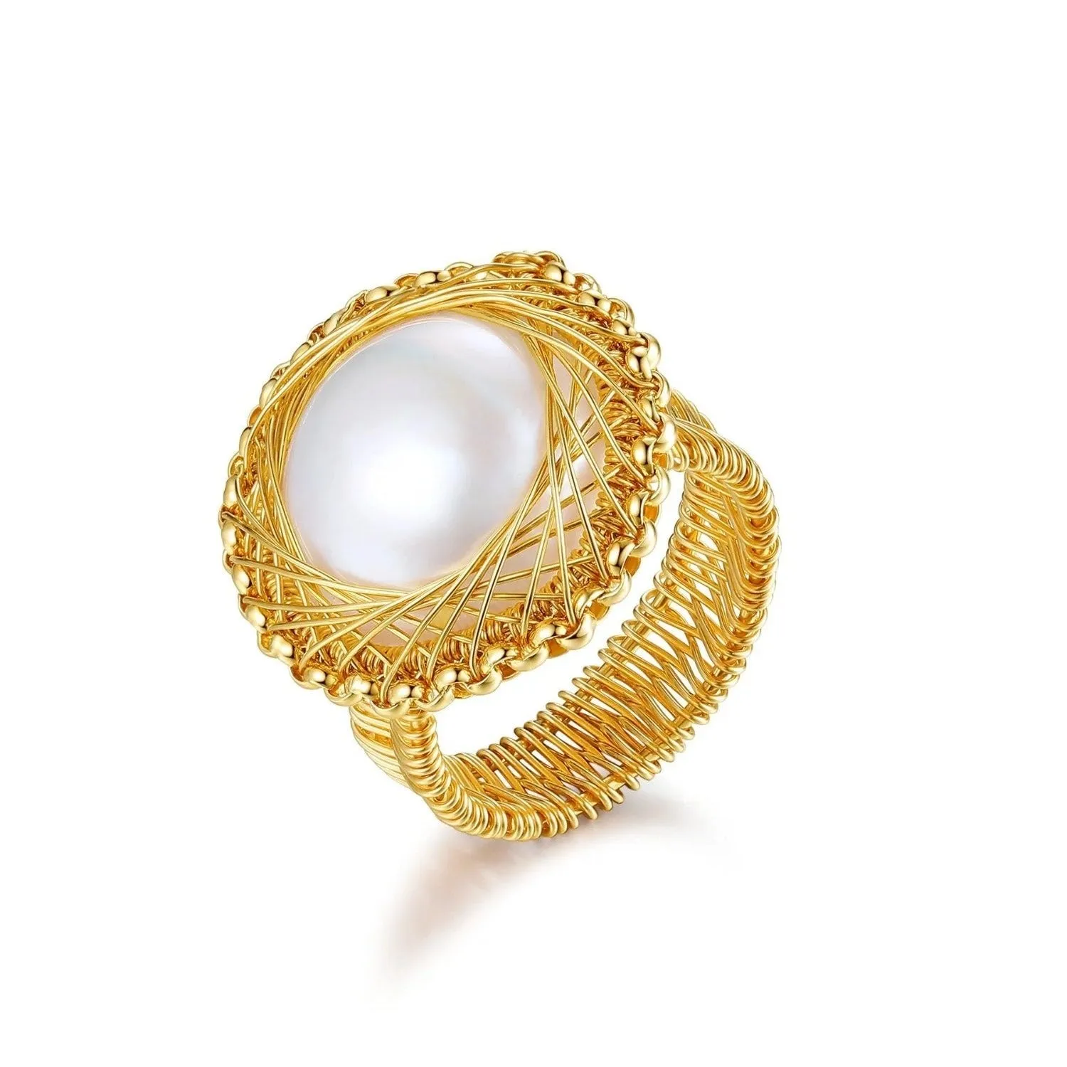 Classic Filigree Series Knight Seawater Medal Mabe Ring