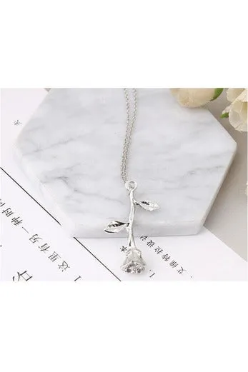 Collier Pink Gold Rose  Pendant Necklace