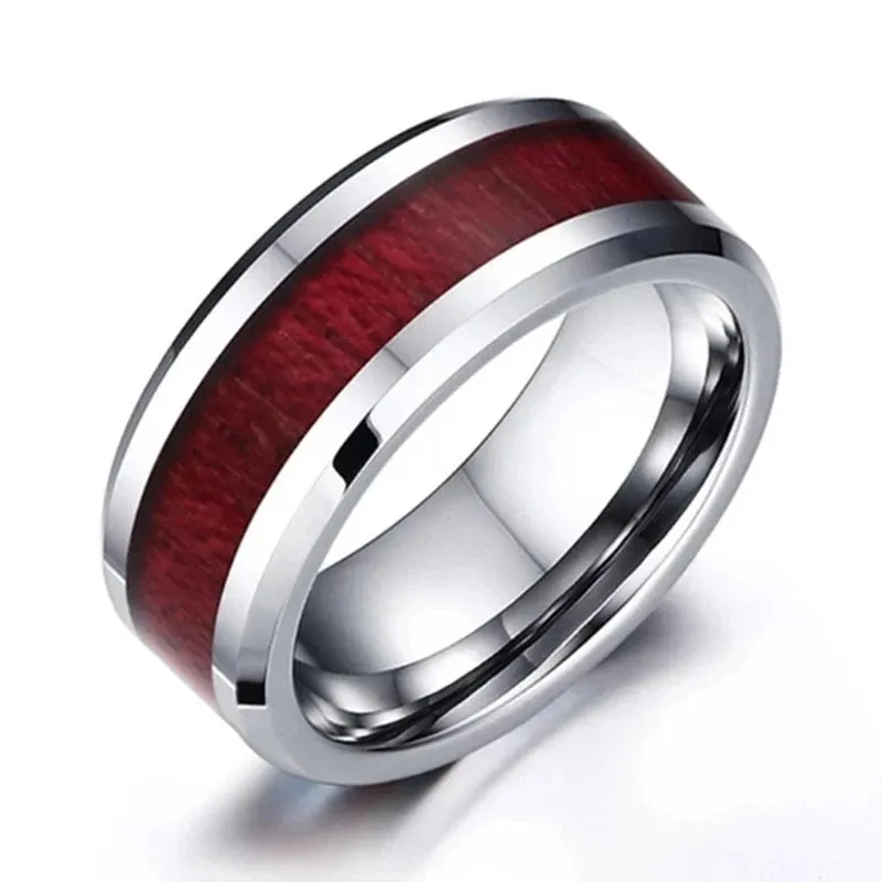 Couple Heart Garnet Ring Set